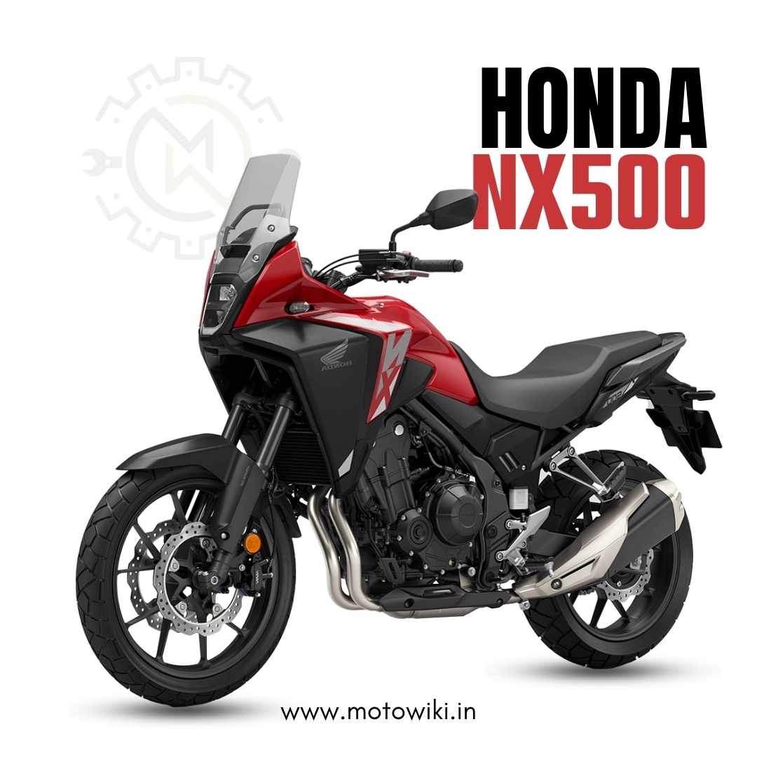 Honda NX500 adventure touring motorcycle with rugged design and long-travel suspension