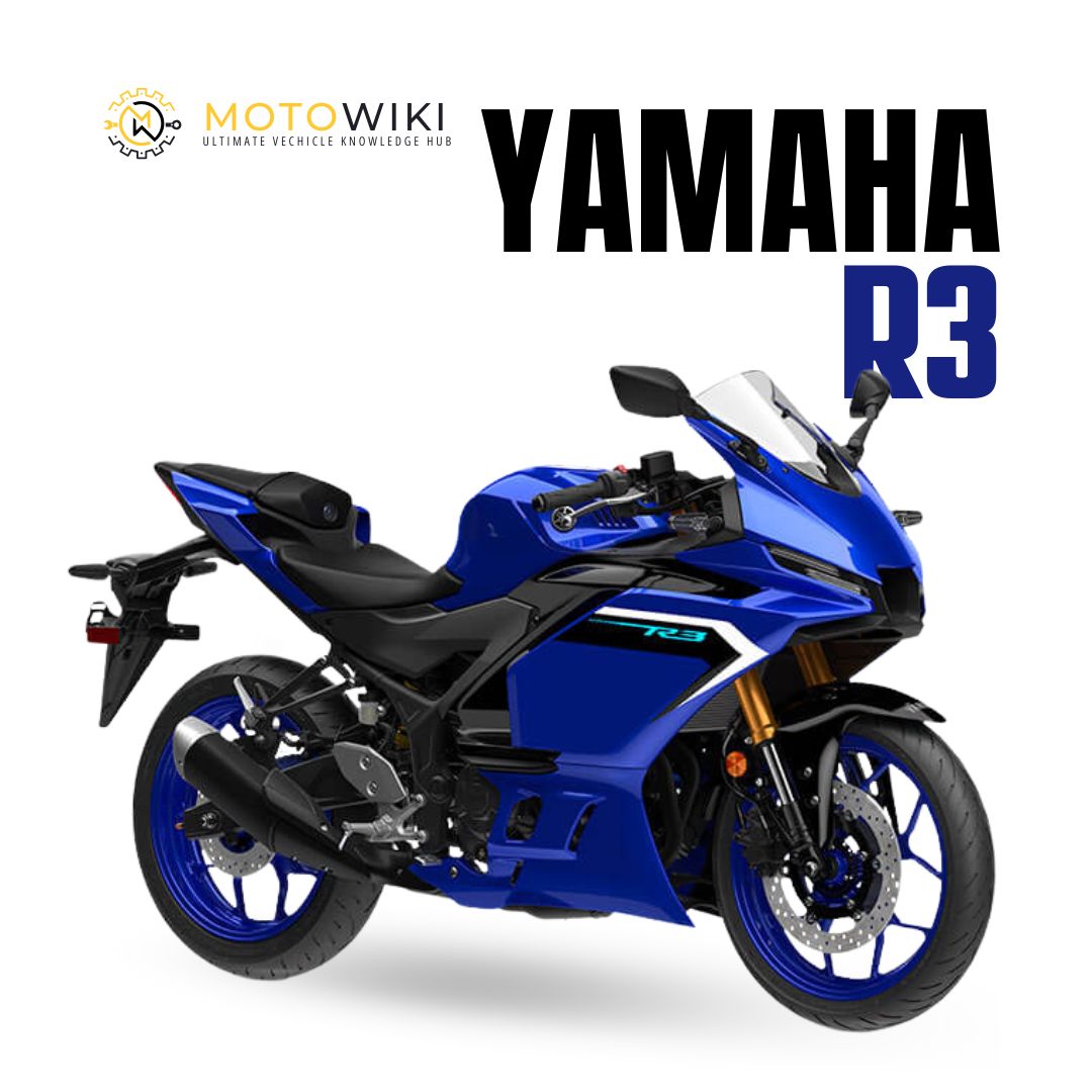 Yamaha R3 supersport bike with aerodynamic fairing and twin-cylinder engine